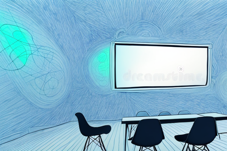 A room with a projector mounted on the wall