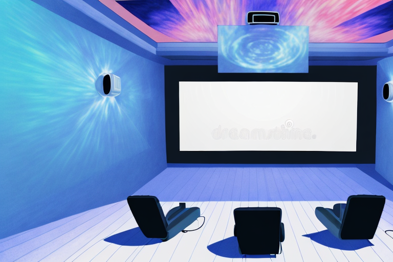 A home theater with a projector placed in the optimal position