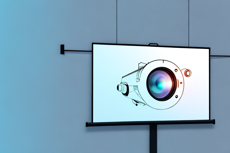 A projector screen mounted on a wall at different heights