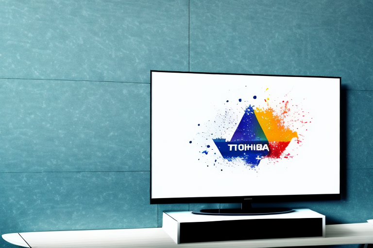 A toshiba tv being hung on a wall