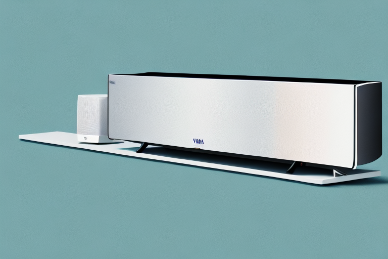 A yamaha yas-209bl soundbar in a small office or living room setting