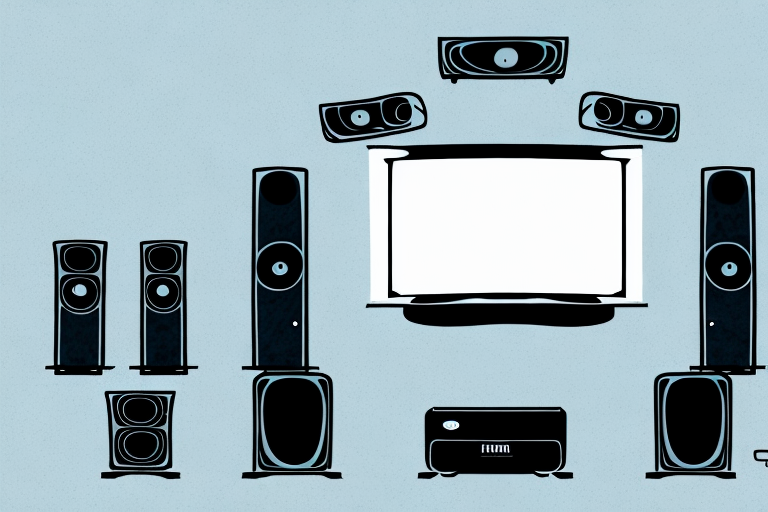 A medium-sized home theater or living room with a yamaha yht-7970 sound system