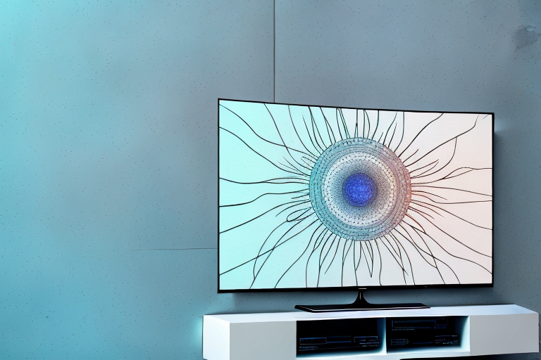 A wall-mounted samsung tv 8500