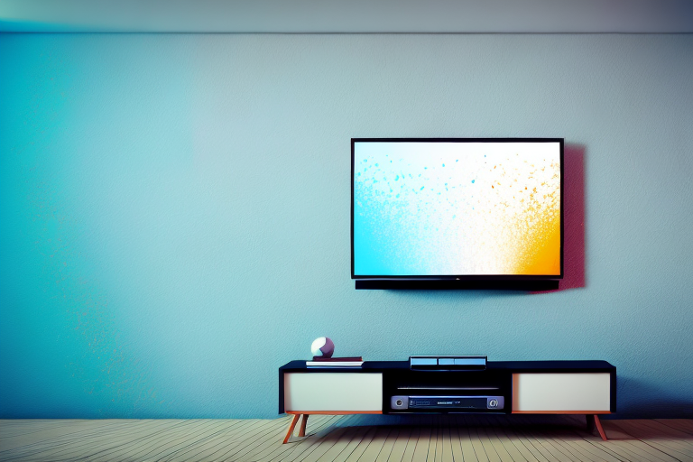 A wall with a 62-inch tv mounted on it