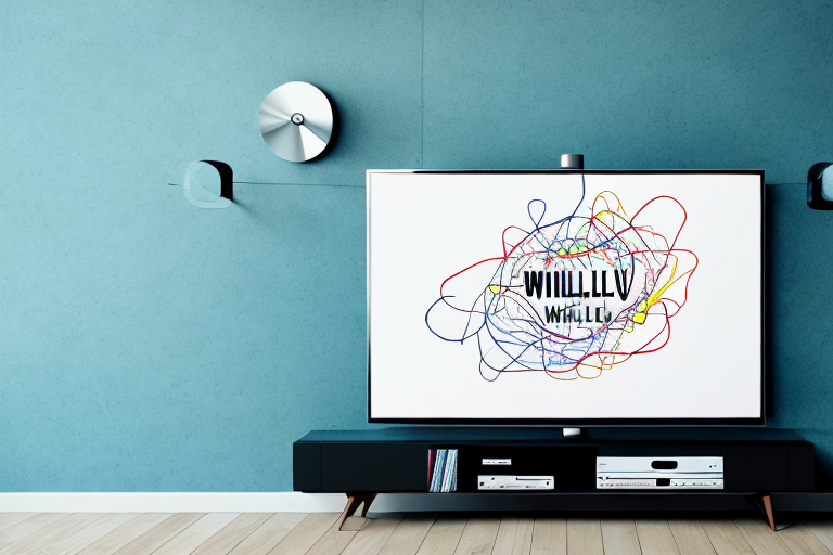 A wall-mounted tv with cables neatly tucked away