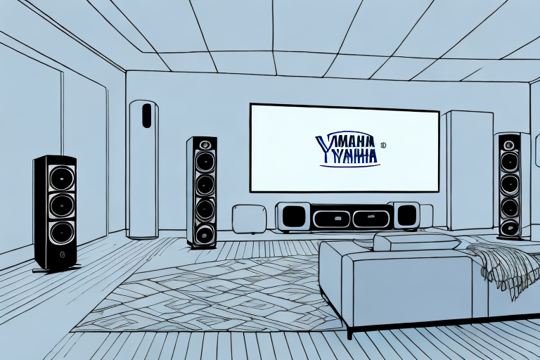 A medium-sized family room with a yamaha yht-5920ubl home theater system