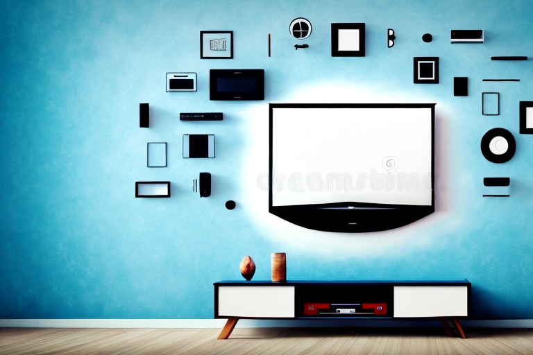 A wall with a tv mounted on it using a wall mount bracket