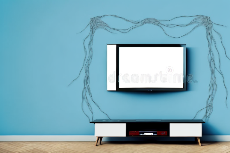 A wall with a tv mounted on it