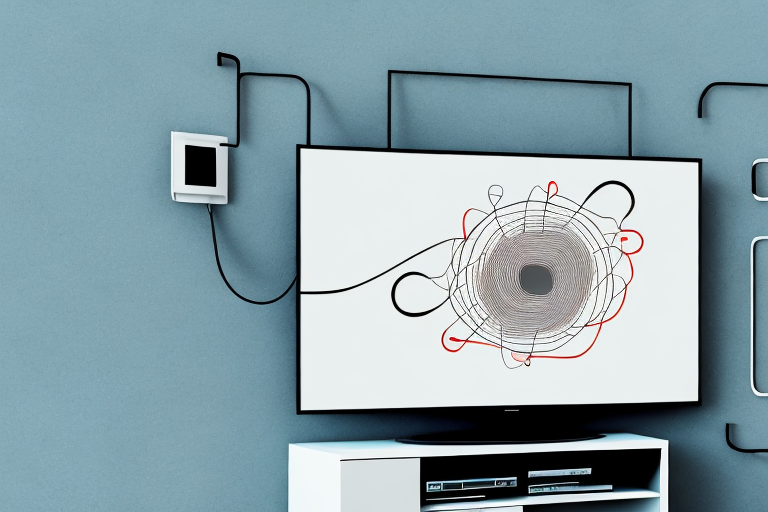 A wall-mounted tv with the cables and wires hidden behind it