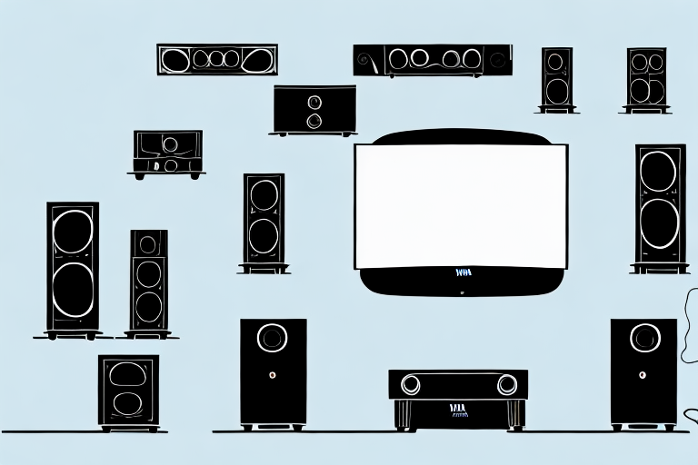 A medium-sized home theater setup featuring a yamaha rx-v6a receiver
