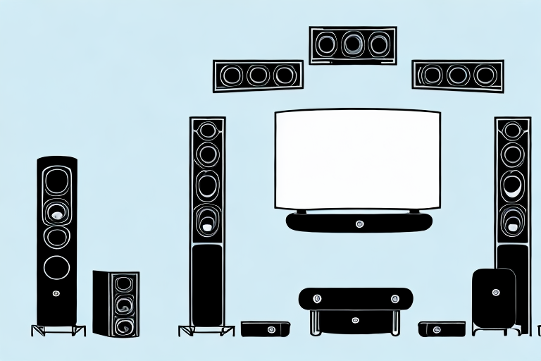 A medium-sized home theater setup featuring a yamaha yht-6930 sound system
