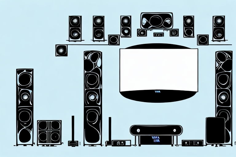 A medium-sized home theater setup featuring a yamaha rx-v4a receiver