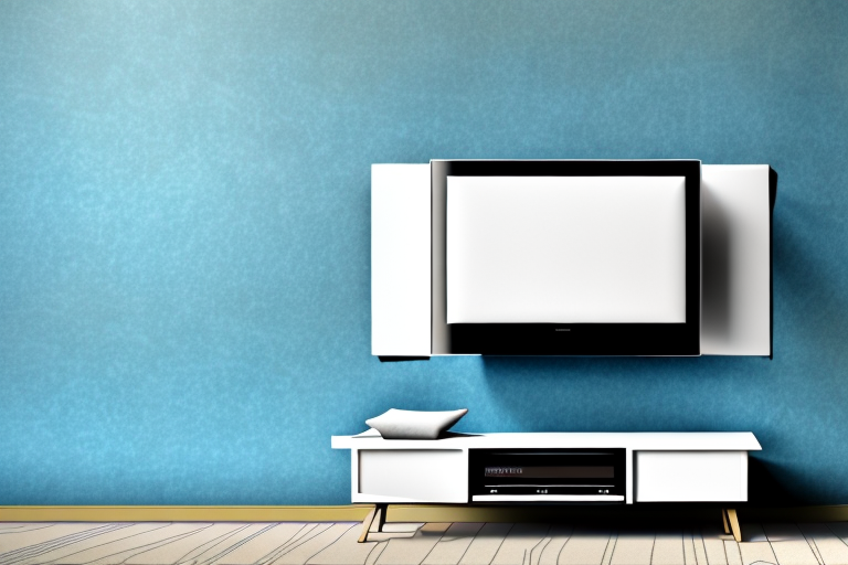 A wall-mounted television in a room