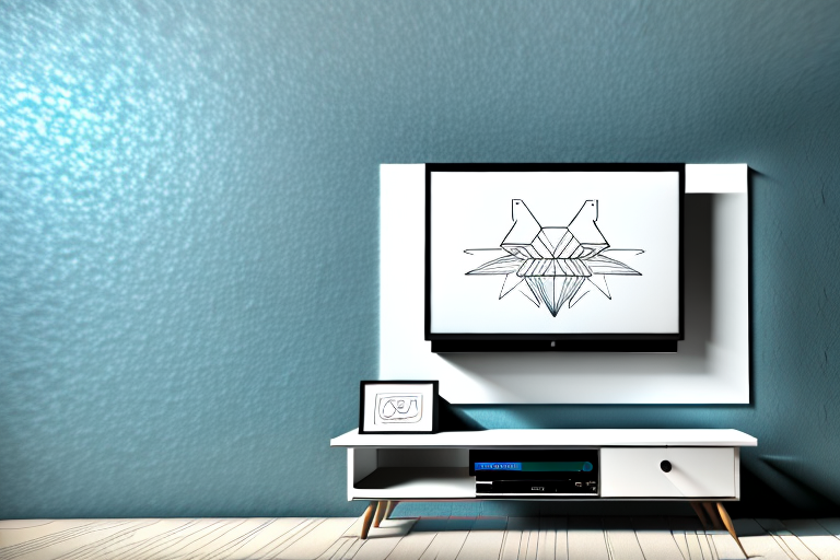 A wall-mounted tv stand with a unique design