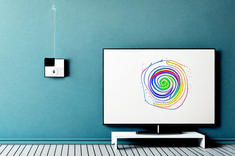 A wall-mounted tv with a pull string attached to it
