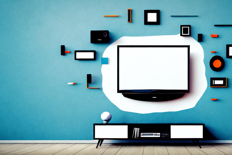 A wall with a television mounted at the optimal height