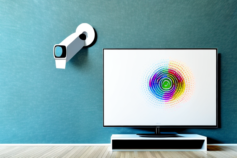 A wall-mounted tv with a hidden cord system