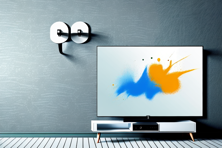 A wall mounted television with an amazonbasics mounting kit