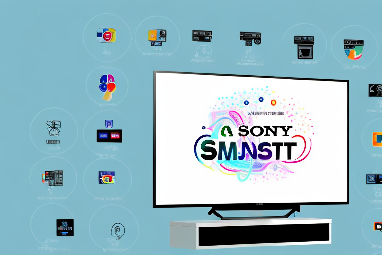 A sony smart tv mounted on a wall