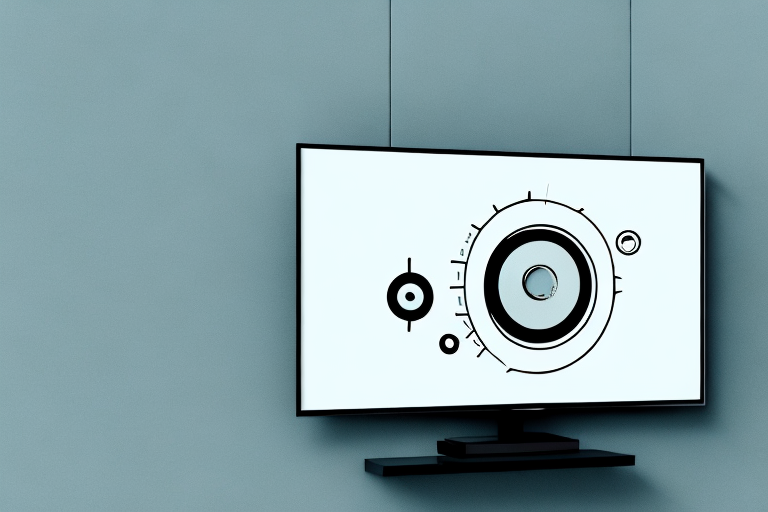 A wall-mounted television with a tilt adjustment mechanism