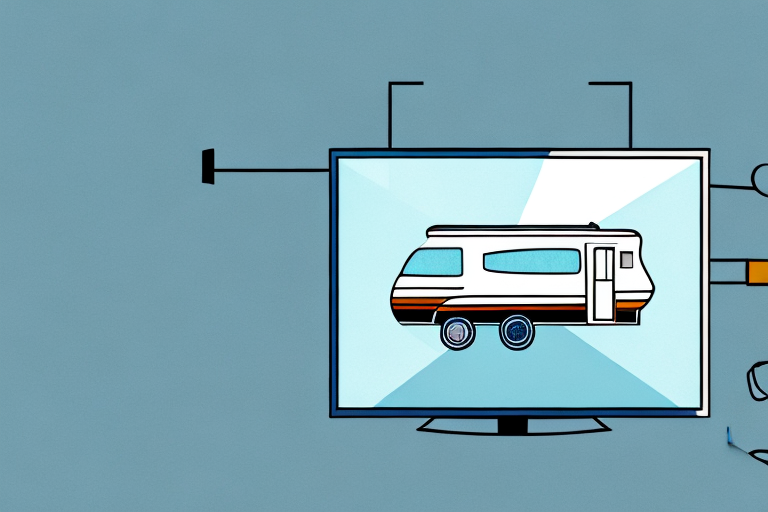 A recreational vehicle with a tv mounted on the wall