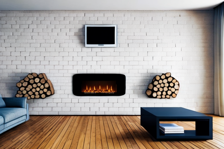 A brick fireplace with a tv mount installed on it