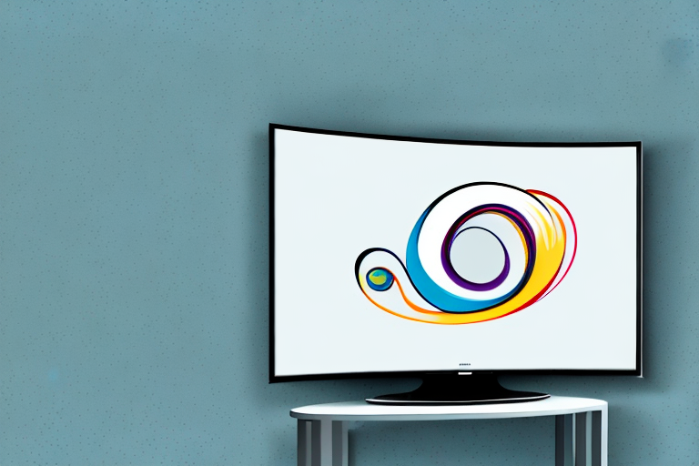 A curved 65" tv mounted on a wall