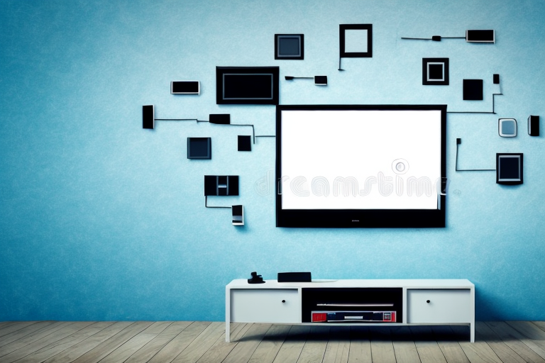 A wall with a flat-screen tv mounted on it