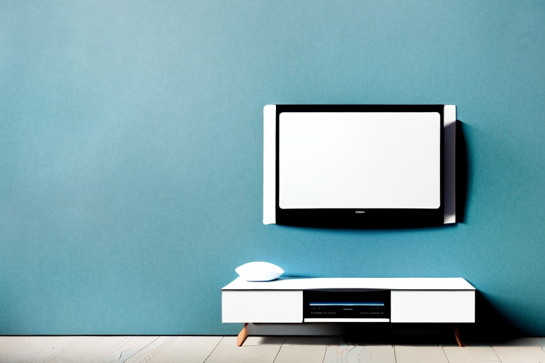 A floating tv stand mounted to a wall
