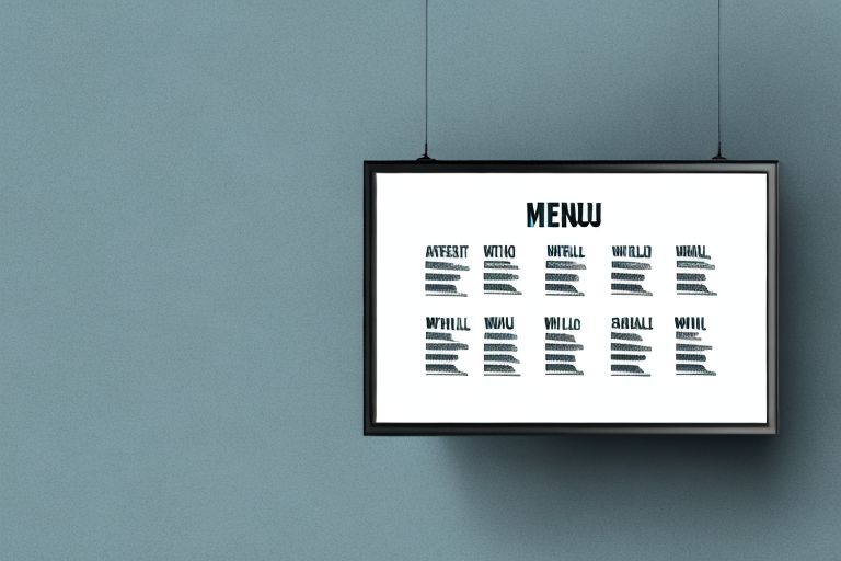 A restaurant tv menu mounted on a wall