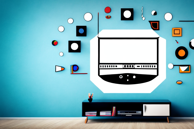 A wall with a tv mounted off-center between two studs