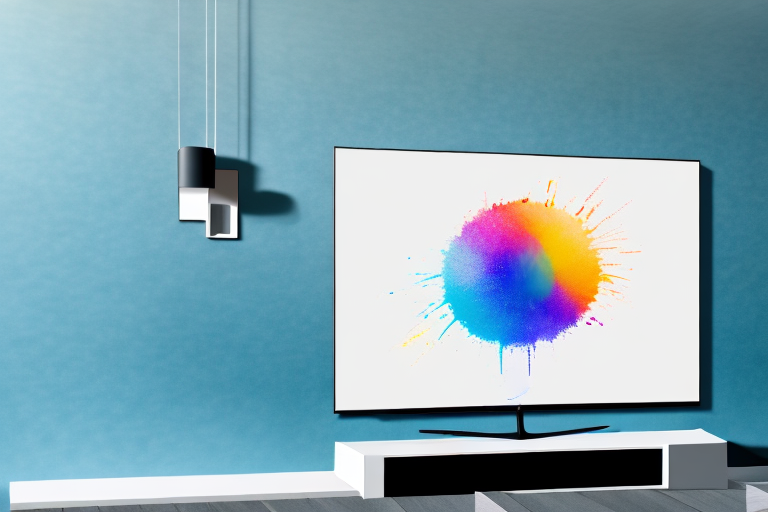 A samsung tv being mounted on a wall with a mini mount
