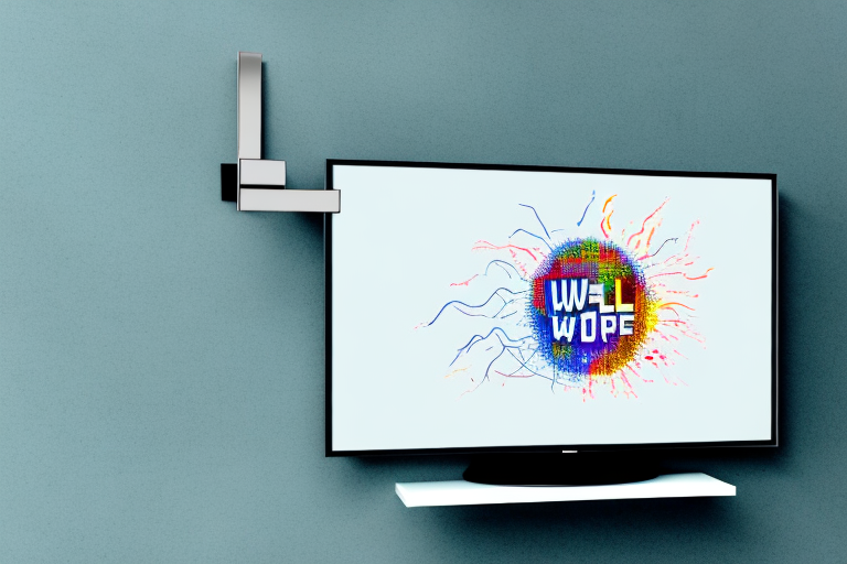 A wall-mounted tv with a bracket attached