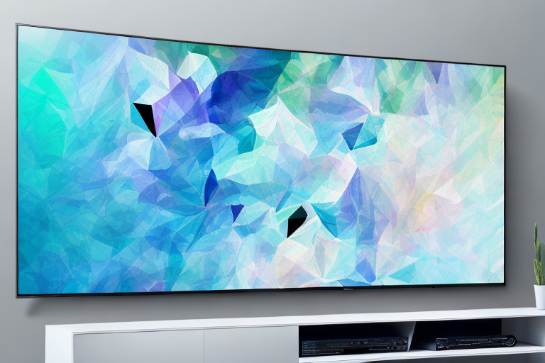 A samsung 82 inch tv mounted on a wall