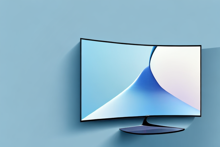 A samsung curved tv mounted on a wall