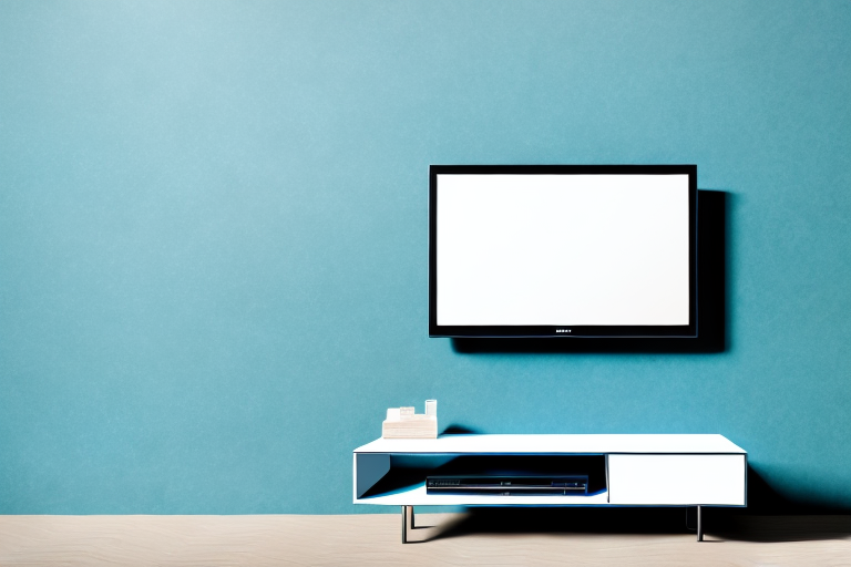 A floating tv stand mounted on a wall