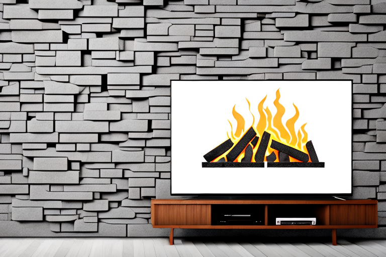 A brick fireplace with a tv mounted above it