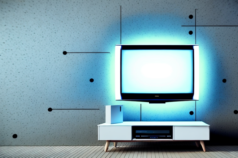 A wall-mounted tv with led lights mounted behind it