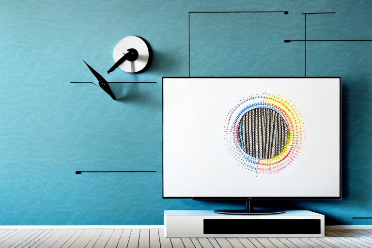 A wall-mounted tv with cables hidden behind it