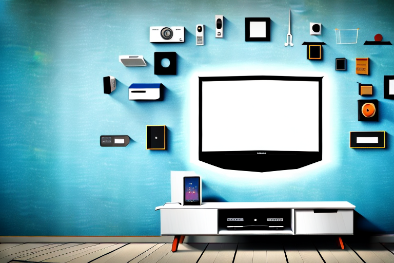 A wall with a tv mounted on it using back tv wall mount brackets