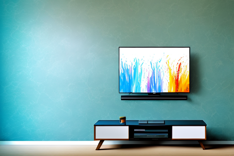 A wall with a mounted 55 inch vizio tv