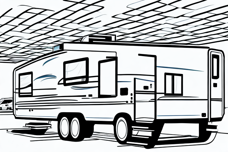 A ceiling mount being installed in a recreational vehicle