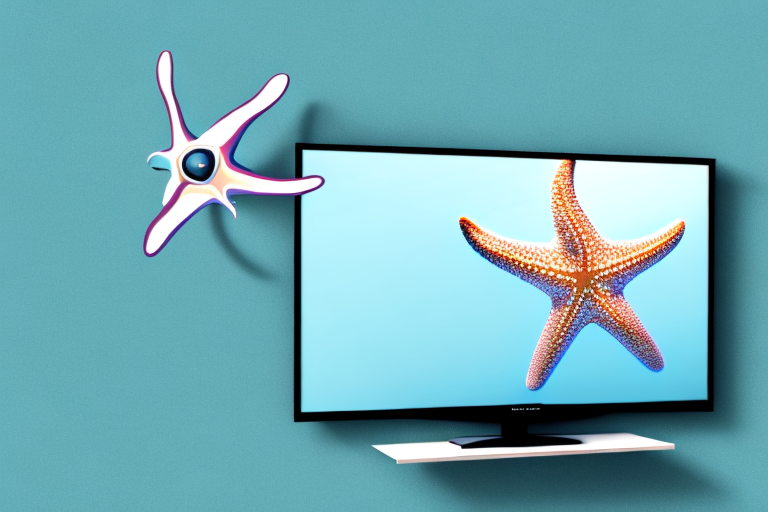 A starfish-shaped tv mount being released from a wall