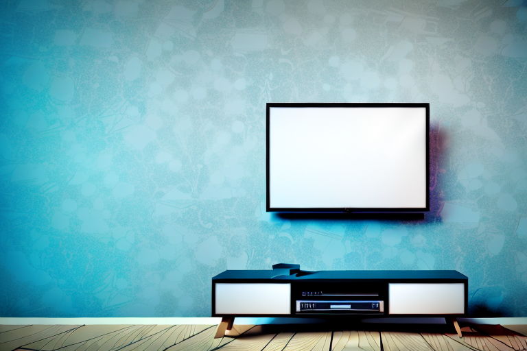 A wall with a 75-inch tv mounted on it
