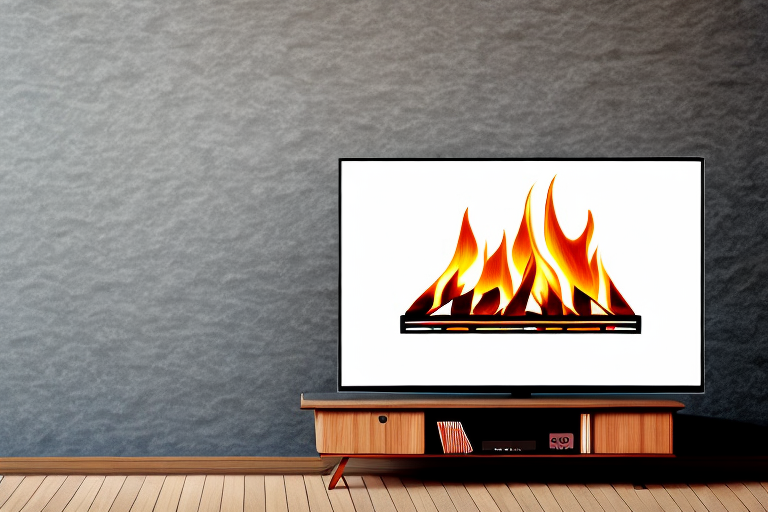 A tv mounted above a wood-burning fireplace