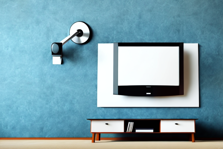A wall-mounted tv being installed on a swivel mount