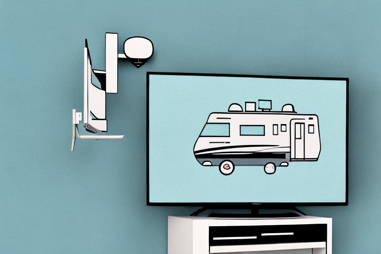 A tv wall mount being installed in an rv