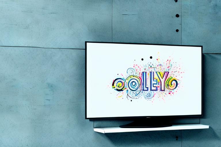 A wall-mounted television with decorative elements around it