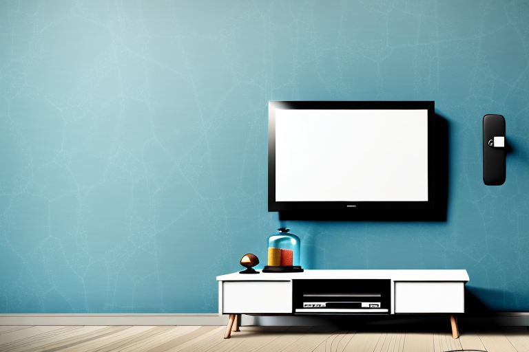 A wall-mounted television in a living room