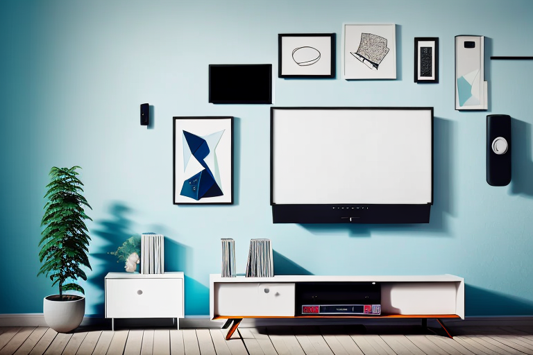 A living room with a wall-mounted tv